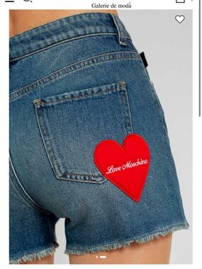 NWOT Love Moschino Blue Denim Shorts with Red Heart Patch